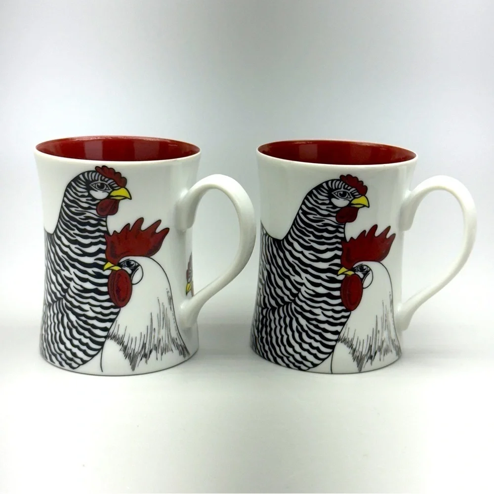 Fitz and Floyd Coq du Villages Chicken Mugs